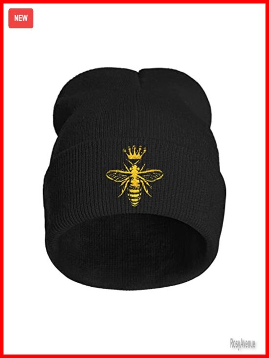 Embroidered Beanie Hat Stretch Skull Knit Cap Acrylic Unisex Winter main image 3
